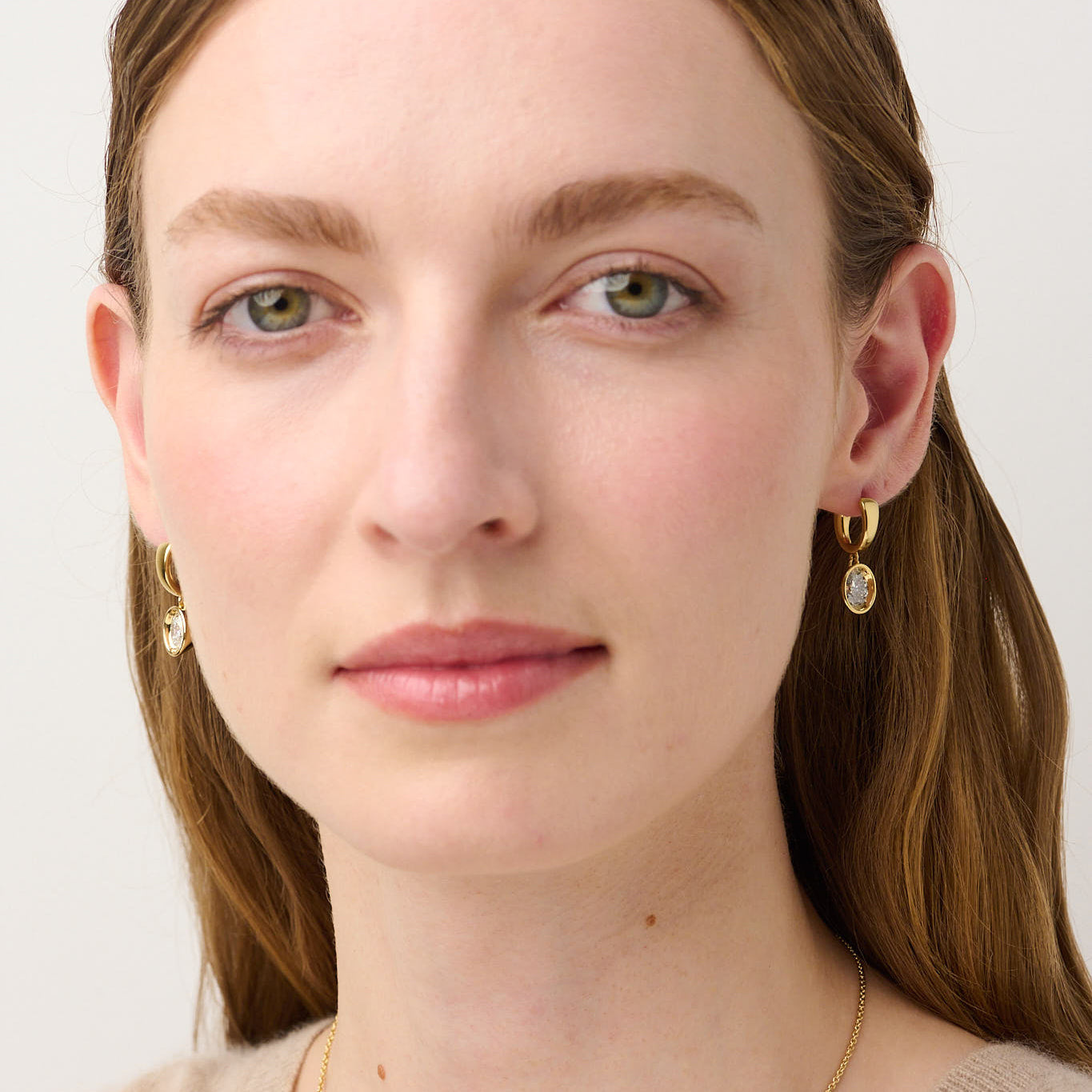 886 Royal Mint Earrings Frameset Oval Cut Diamond Charm Hoop Earrings, 18ct Yellow Gold