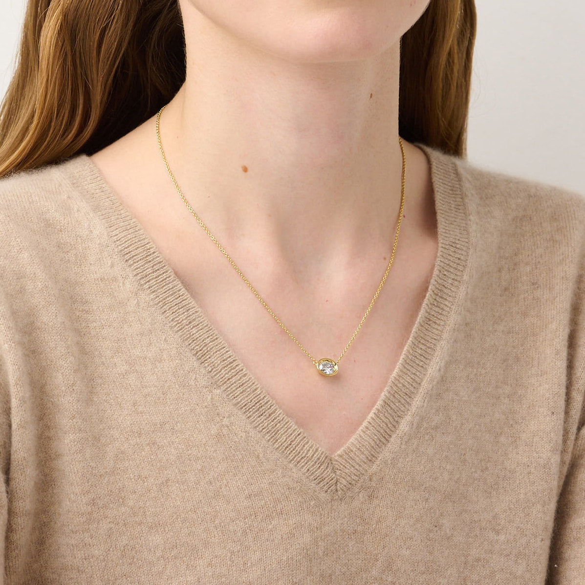886 Royal Mint Necklaces Frameset Oval Cut Diamond Necklace, 18ct Yellow Gold