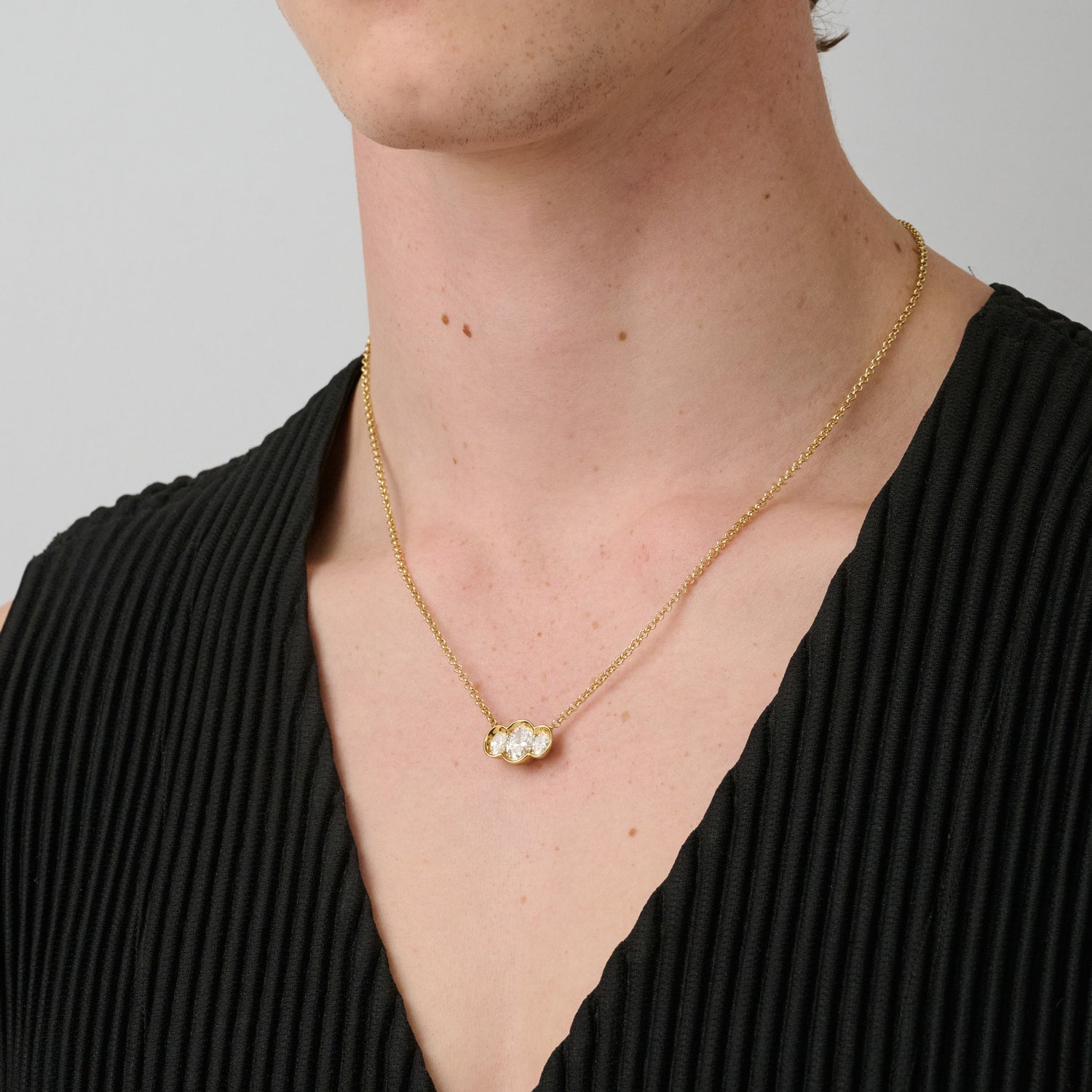 886 Royal Mint Necklaces Frameset Trilogy Diamond Necklace, 18ct Yellow Gold