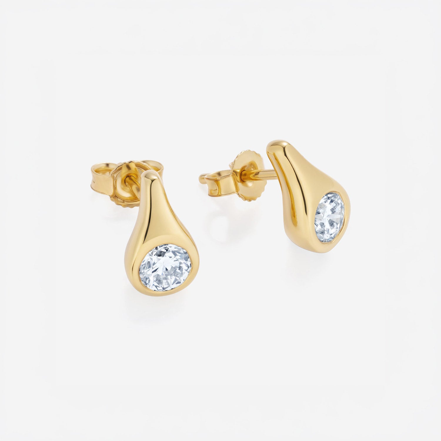 886 Royal Mint Earrings Teardrop Diamond Large Stud Earrings, 18ct Yellow Gold