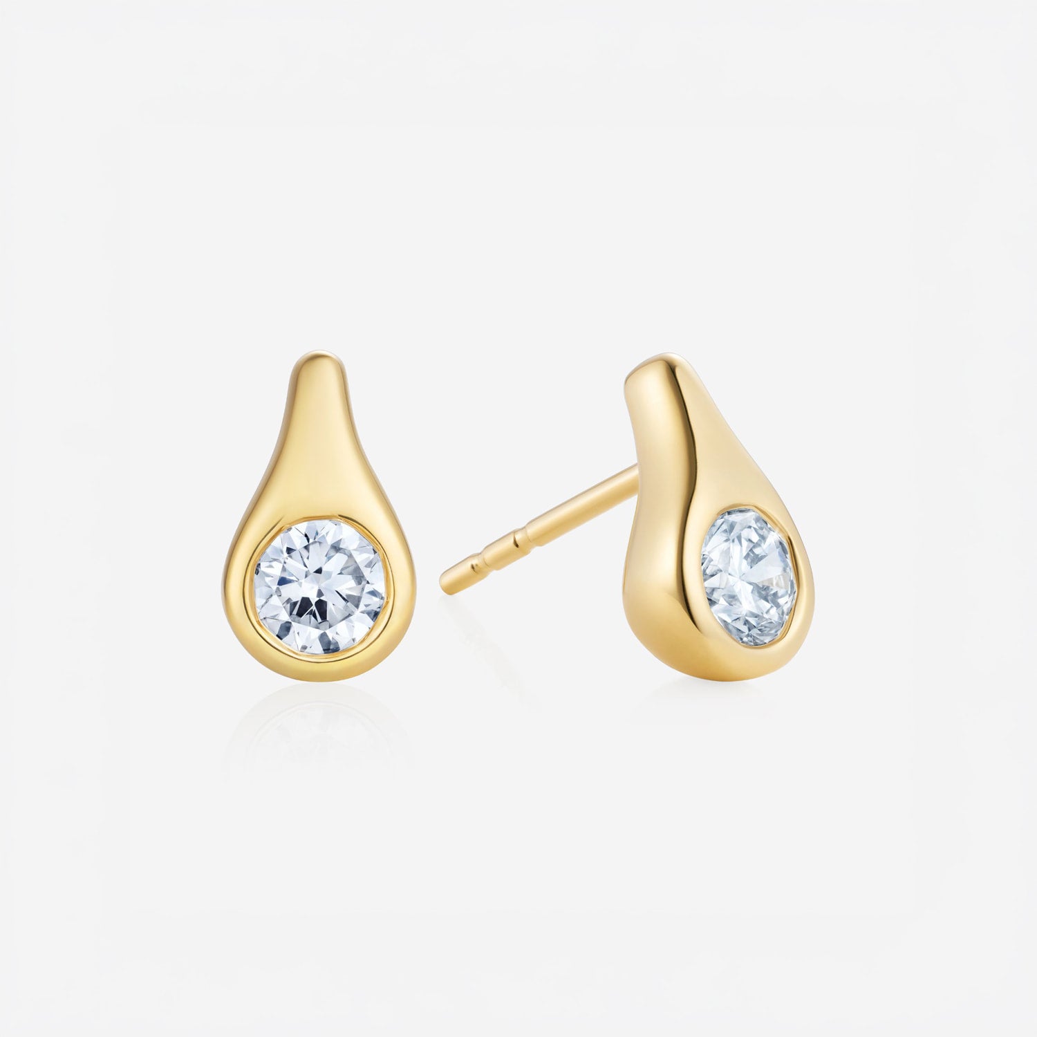886 Royal Mint Earrings Teardrop Diamond Large Stud Earrings, 18ct Yellow Gold