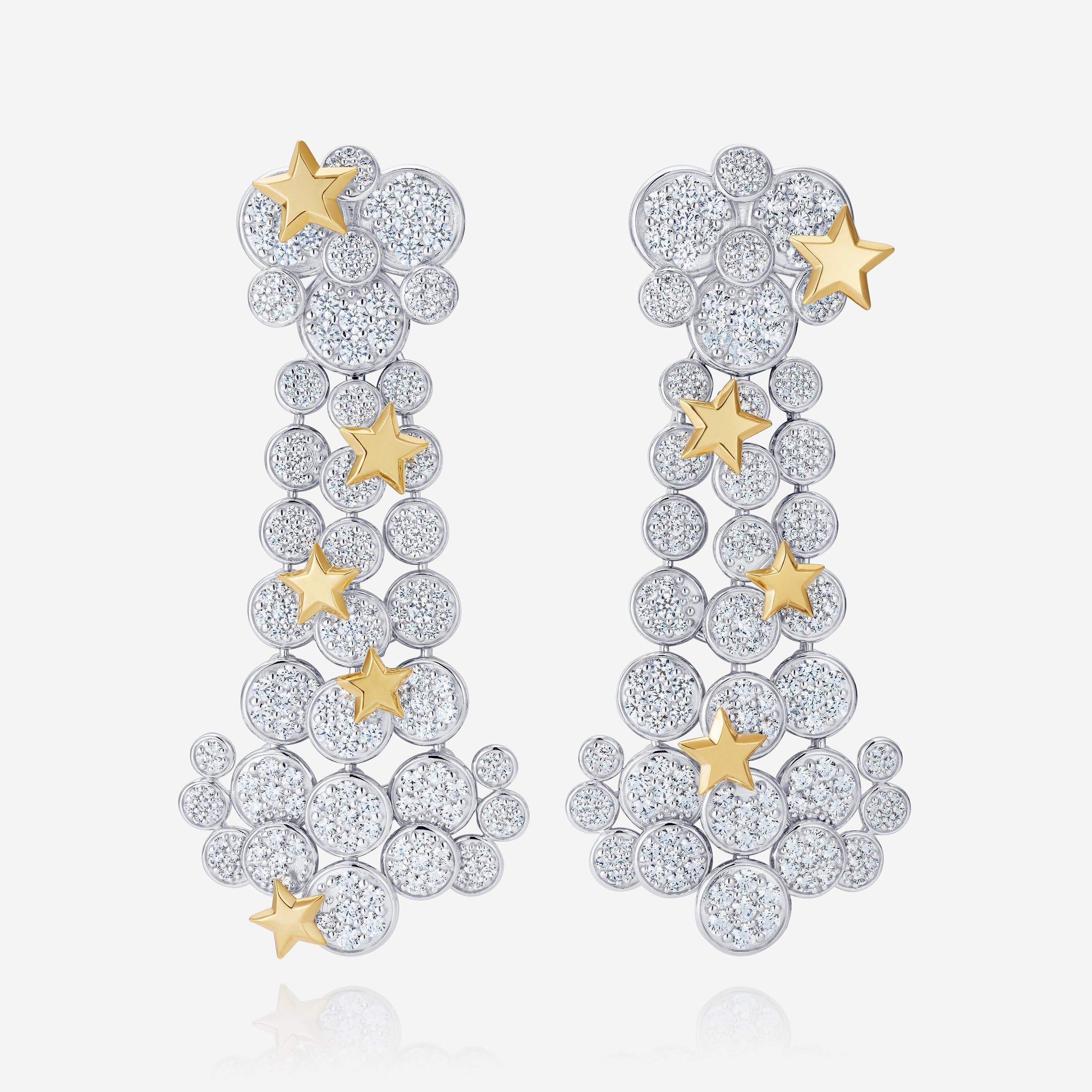 886 Royal Mint Earrings Night Sky Pave Earrings, 18ct Yellow & White Gold