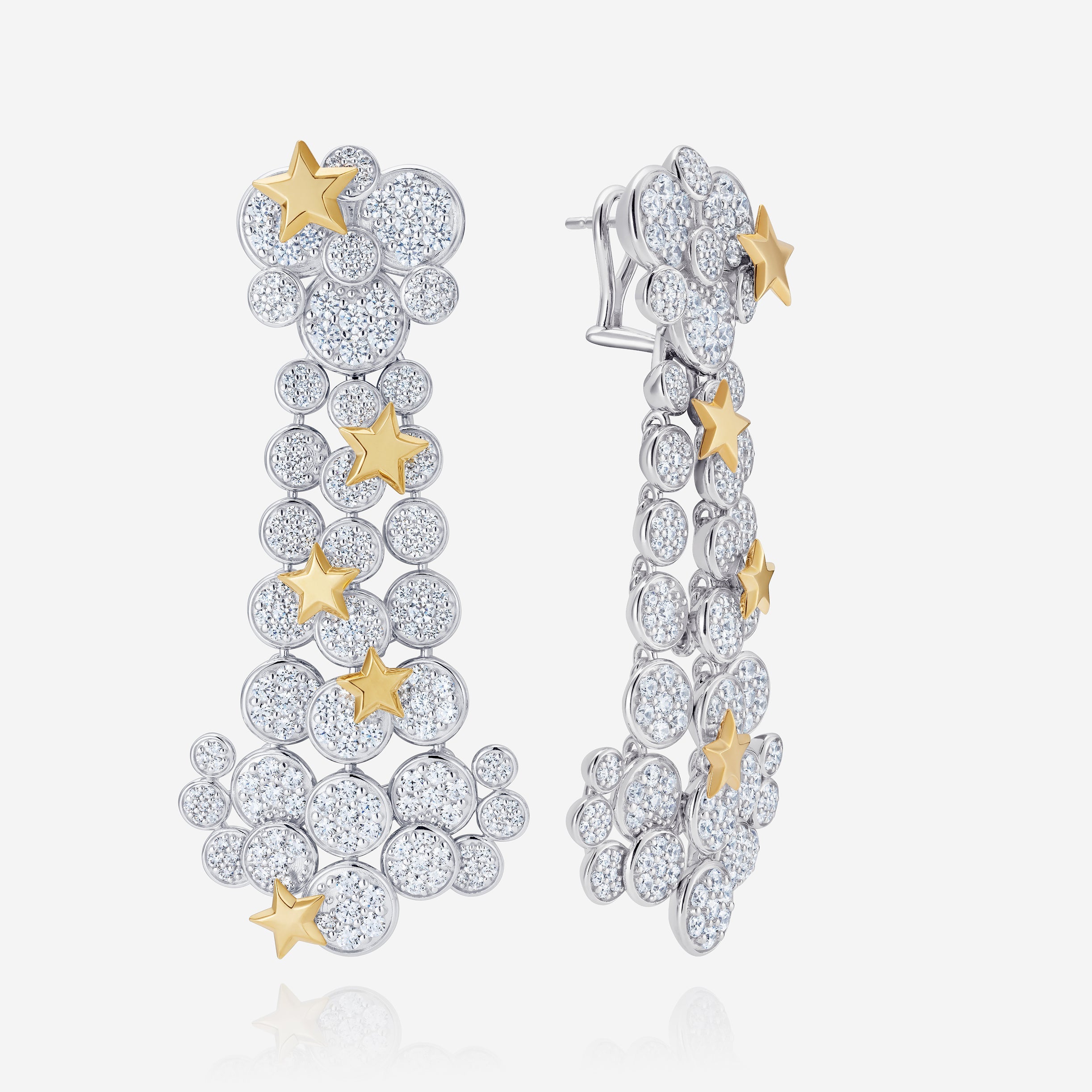 886 Royal Mint Earrings Night Sky Pave Earrings, 18ct Yellow & White Gold