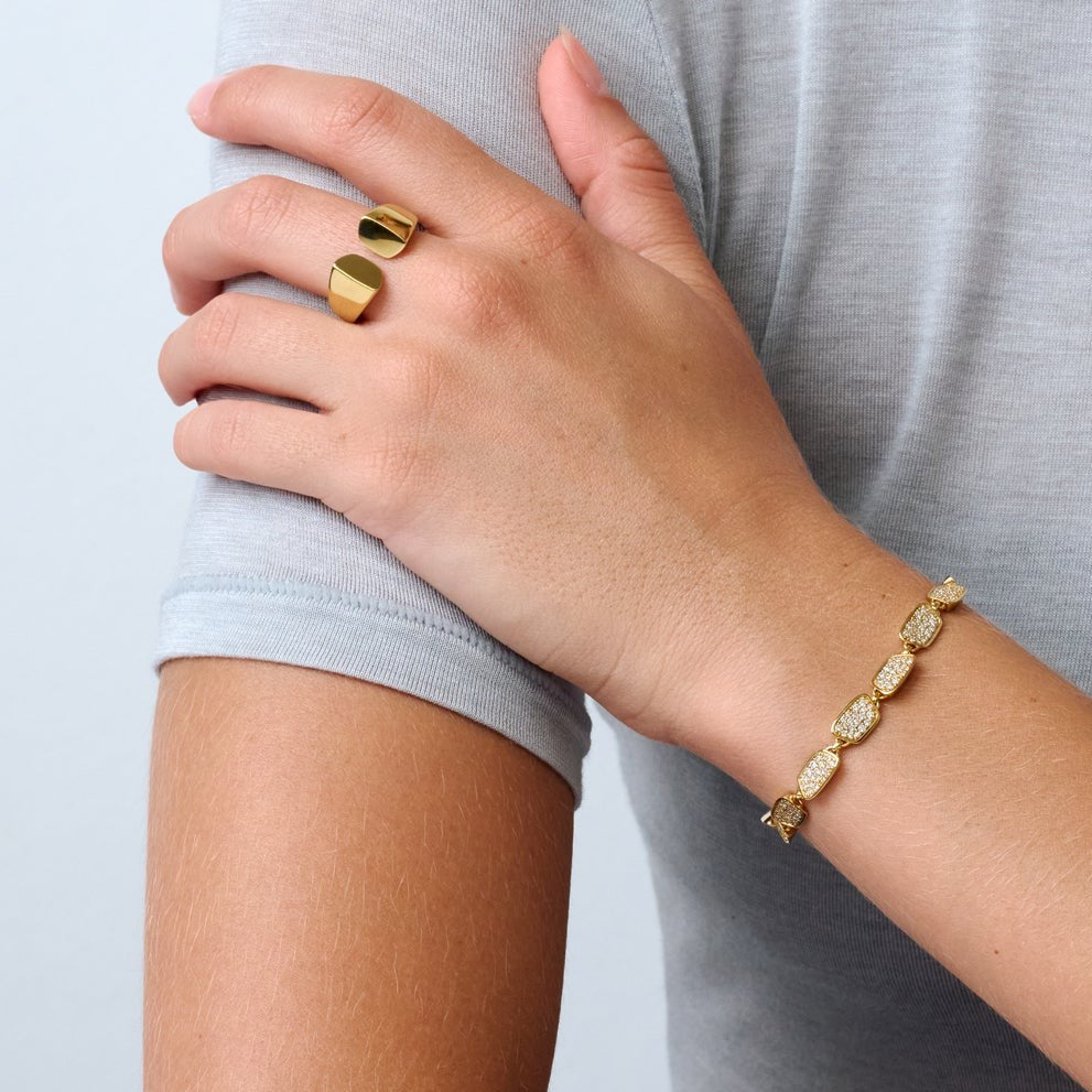 886 Royal Mint Bracelet Aurum Slice 7.5 inch Pavé Bracelet, 18ct Yellow Gold