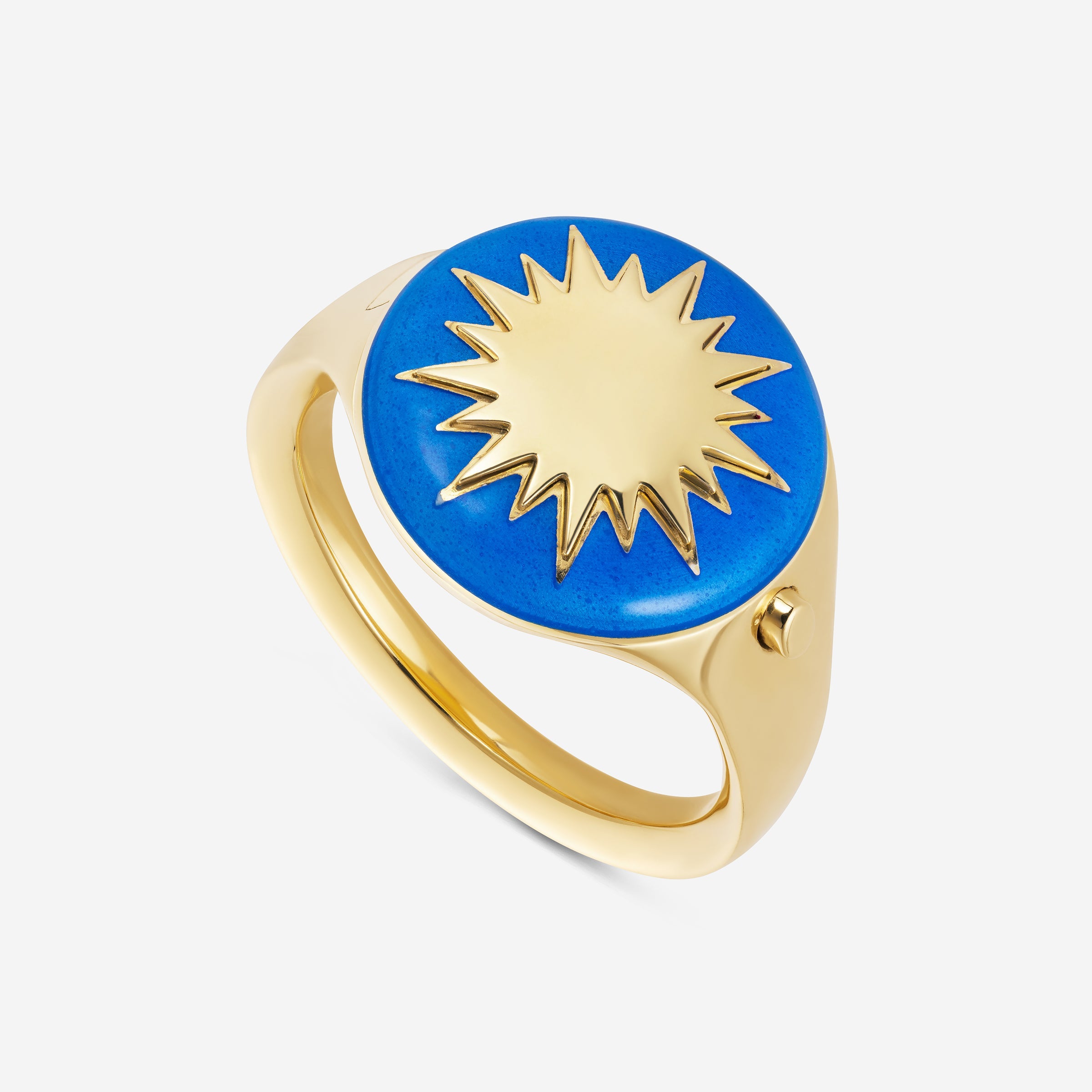 886 Royal Mint Rings Sundial Enamelled Signet Ring in 18ct Yellow Gold