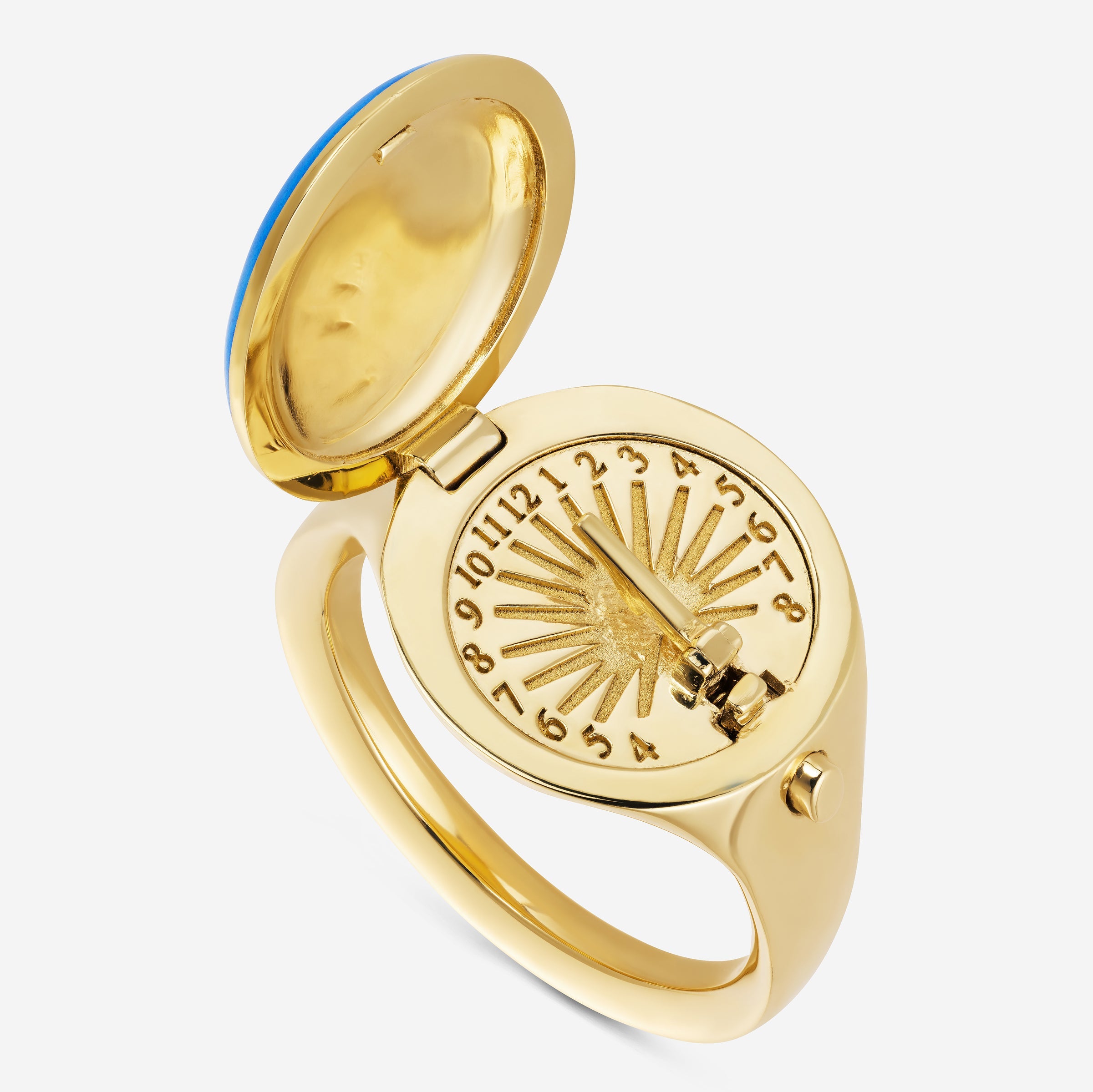 886 Royal Mint Rings Sundial Enamelled Signet Ring in 18ct Yellow Gold