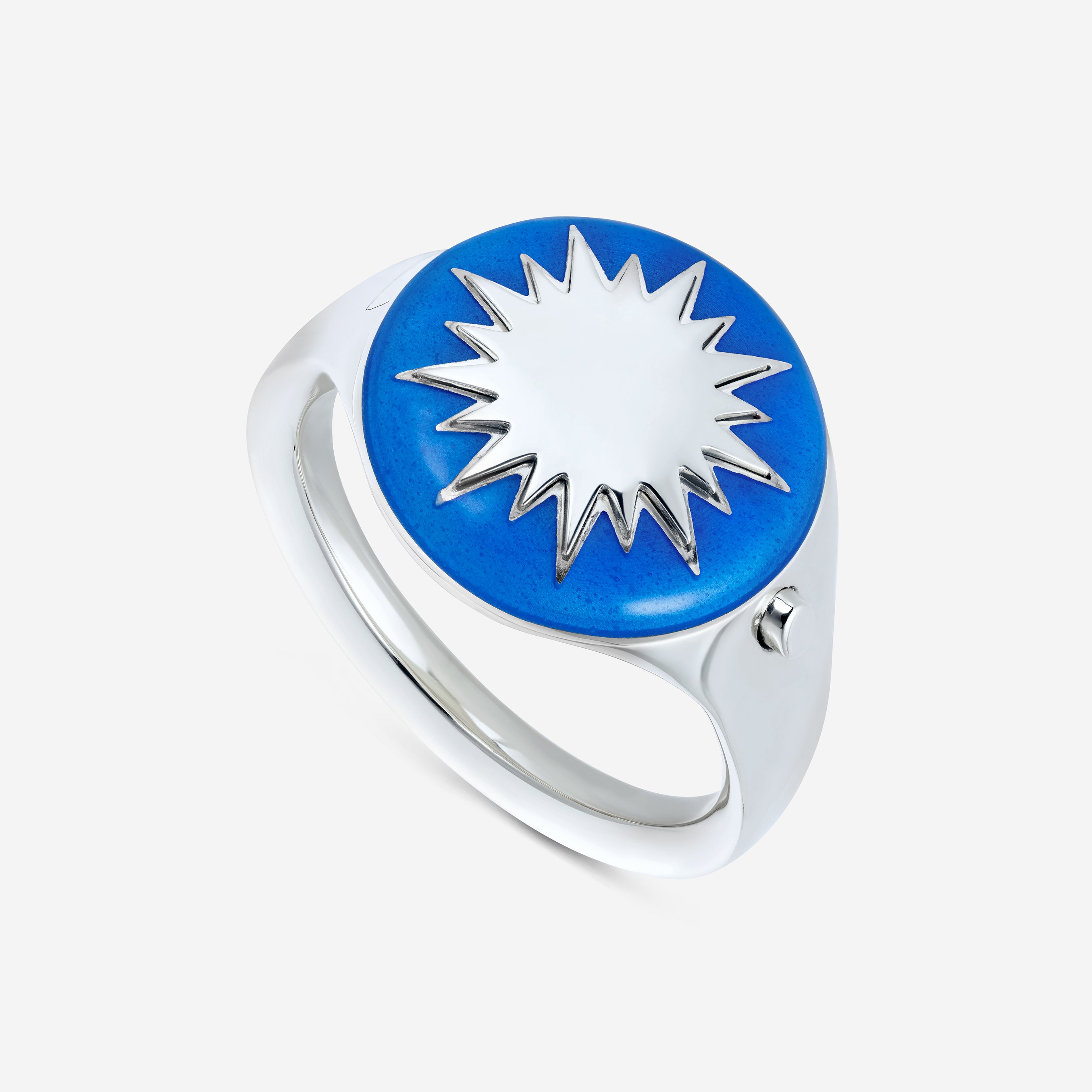 886 Royal Mint Rings Sundial Enamelled Signet Ring in Silver
