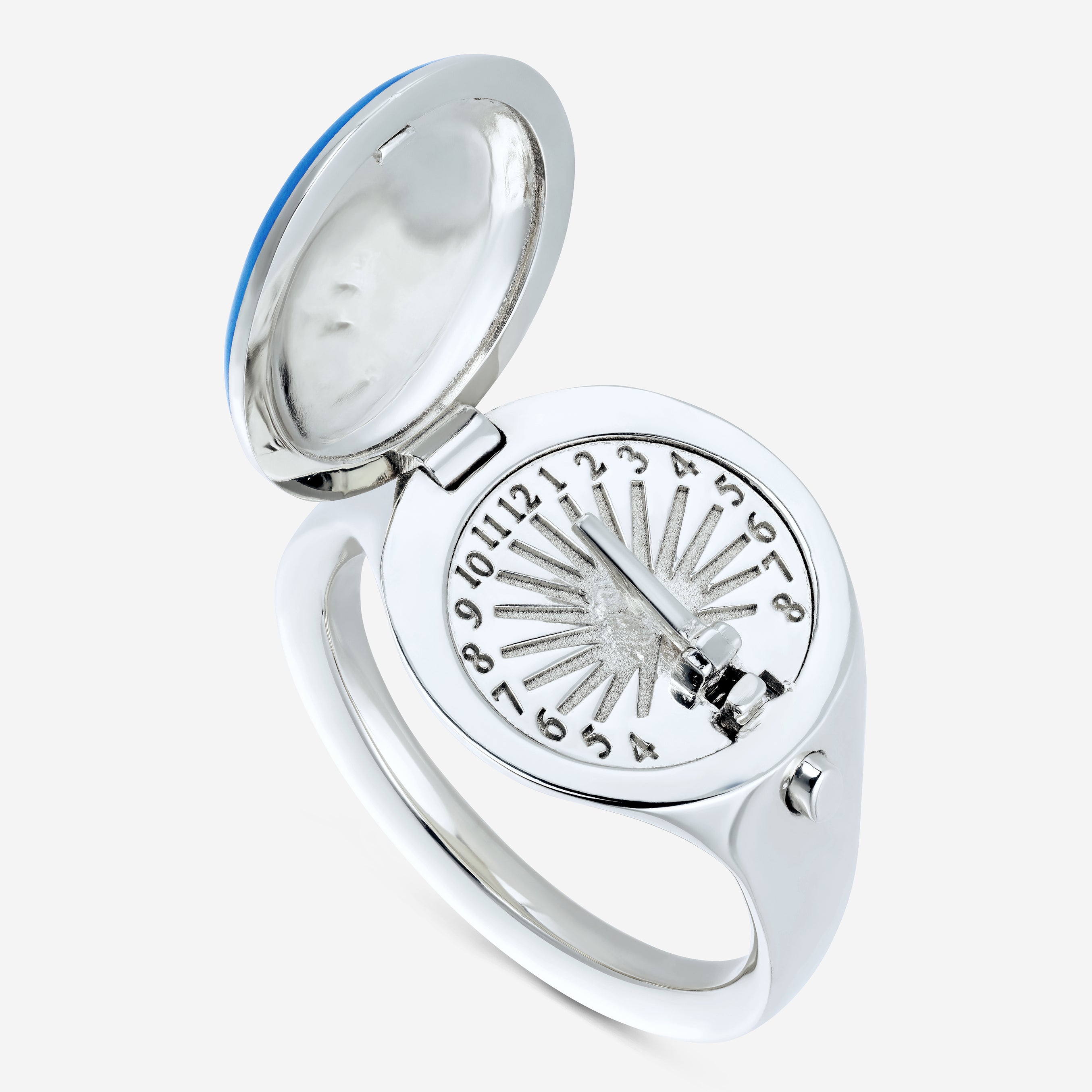 886 Royal Mint Rings Sundial Enamelled Signet Ring in Silver