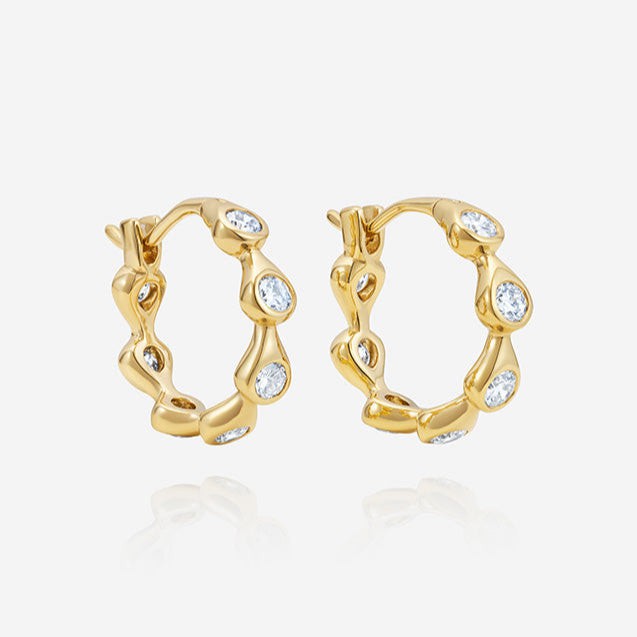 886 Royal Mint Earrings Teardrop Diamond Hoop Earrings, 18ct Yellow Gold