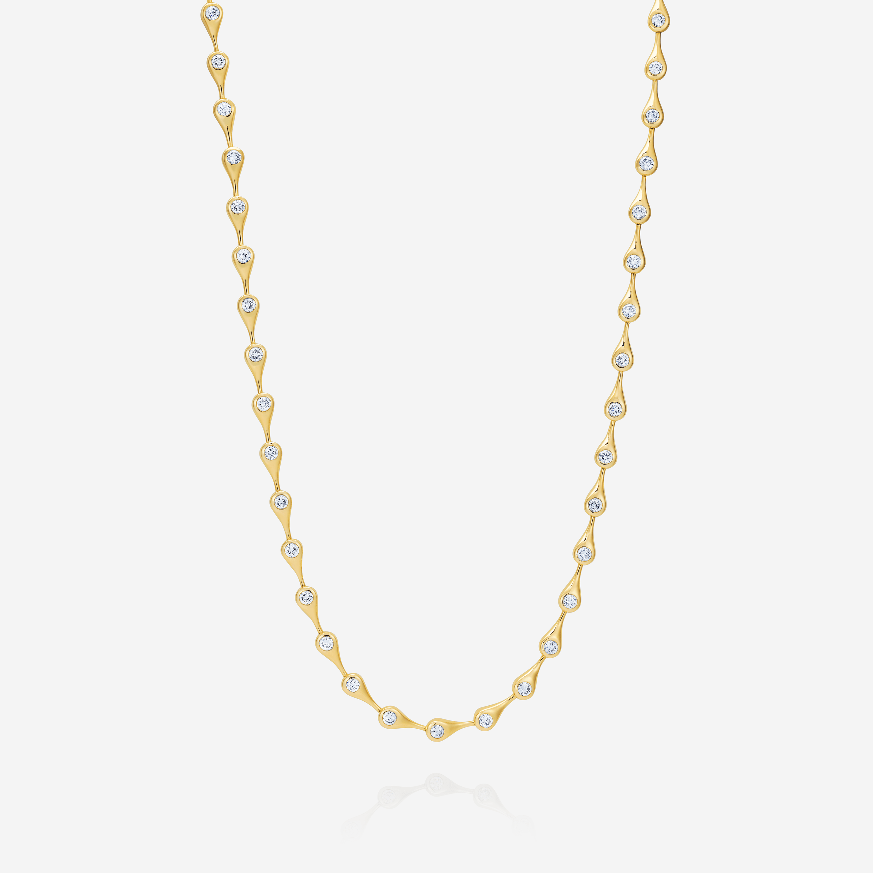 886 Royal Mint Necklaces Teardrop Diamond Small Tennis Necklace, 18ct Yellow Gold