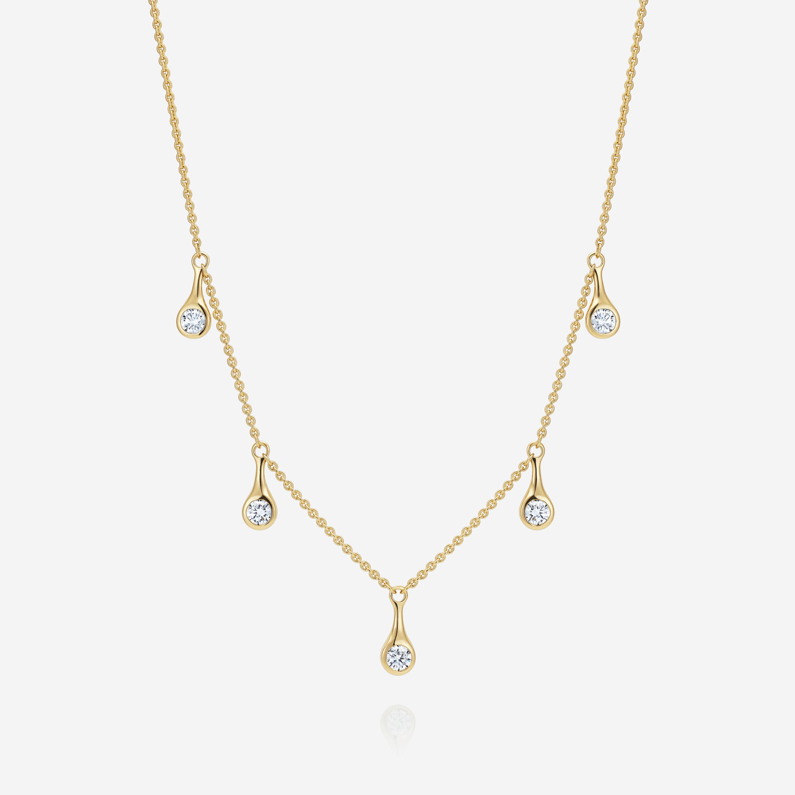 886 Royal Mint Necklaces Teardrop Diamond Small Tennis Necklace, 18ct Yellow Gold