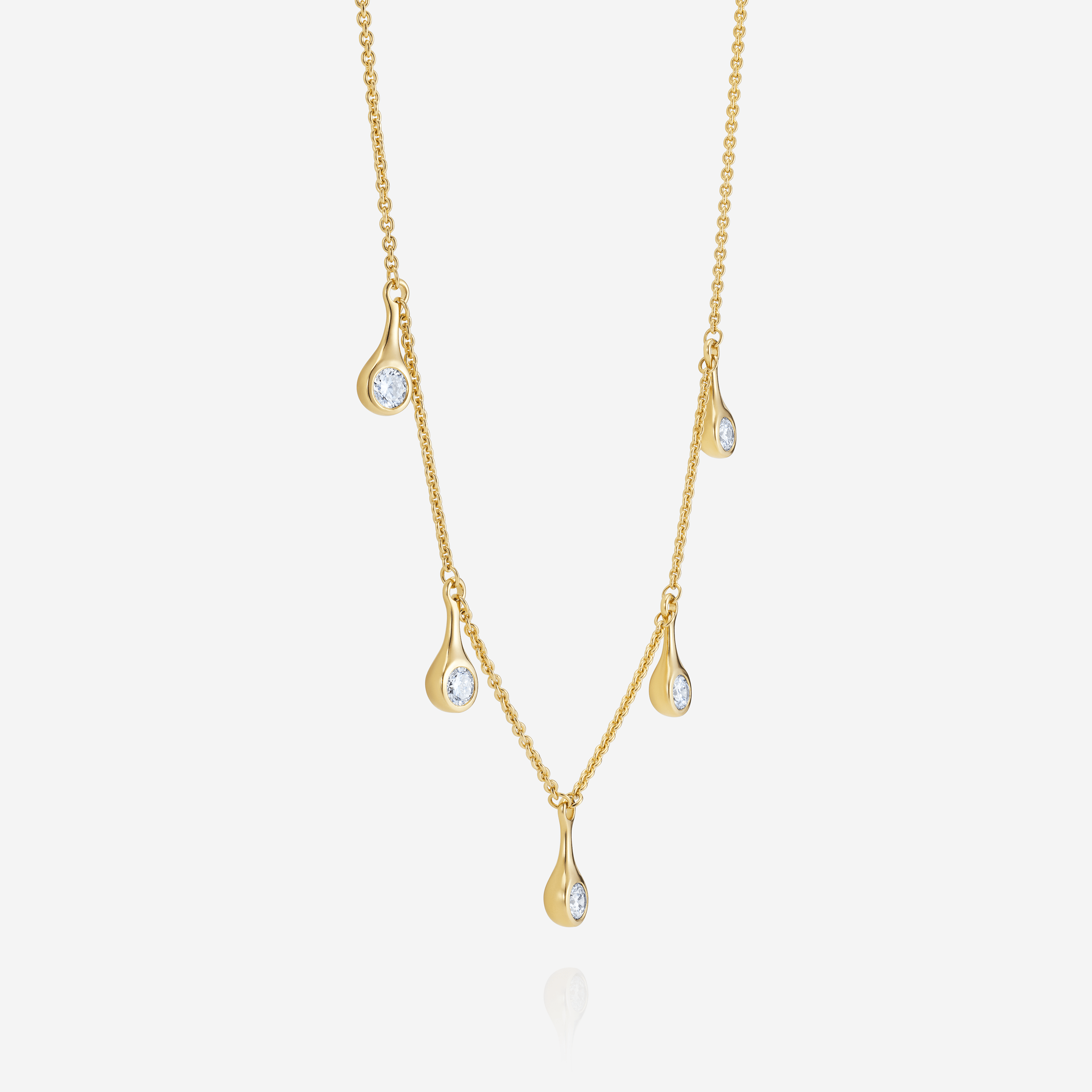 886 Royal Mint Necklaces Teardrop Diamond Small Tennis Necklace, 18ct Yellow Gold