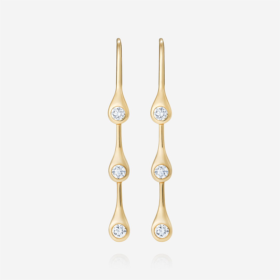 886 Royal Mint Earrings Teardrop Diamond Drop Earrings, 18ct Yellow Gold
