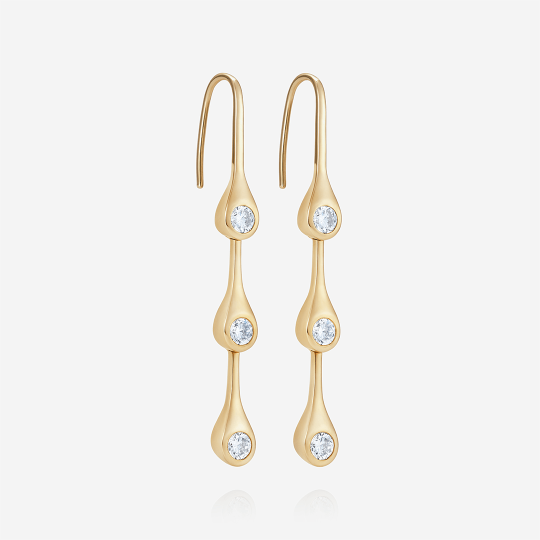 886 Royal Mint Earrings Teardrop Diamond Drop Earrings, 18ct Yellow Gold