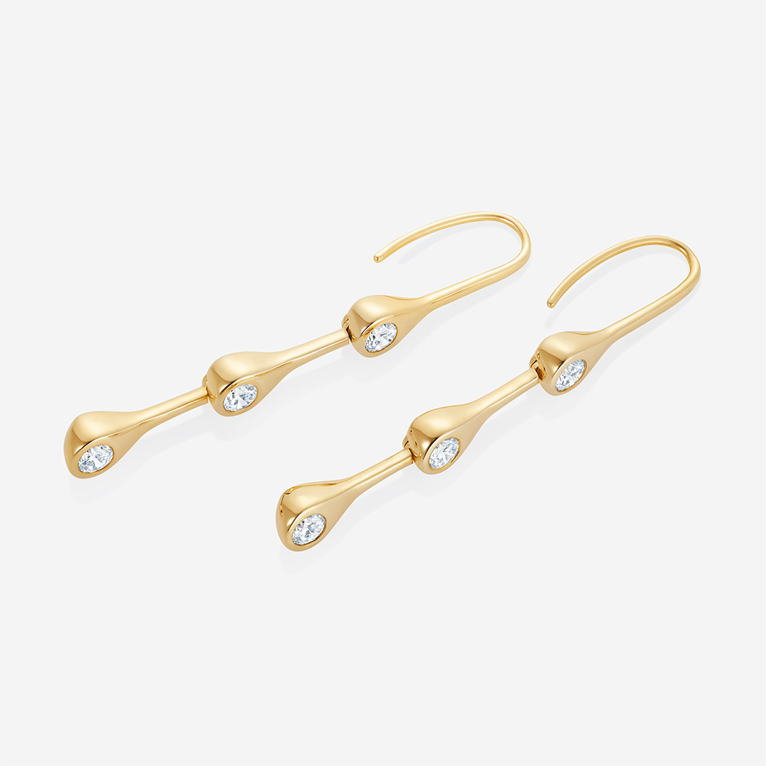 886 Royal Mint Earrings Teardrop Diamond Drop Earrings, 18ct Yellow Gold