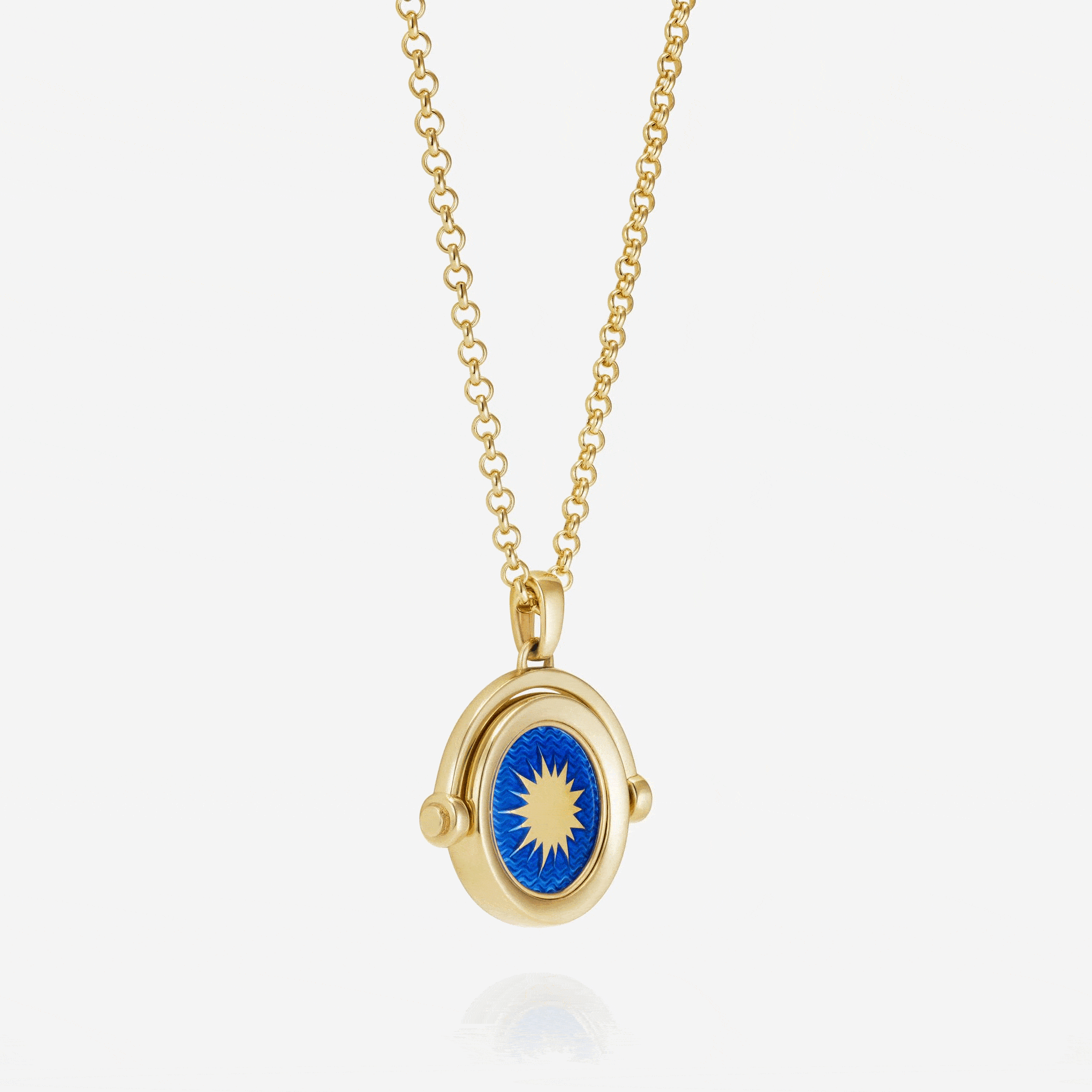 886 Royal Mint Pendants & Charms Orrery Spinner Pendant with 18 inch Small Belcher, 18ct Yellow Gold