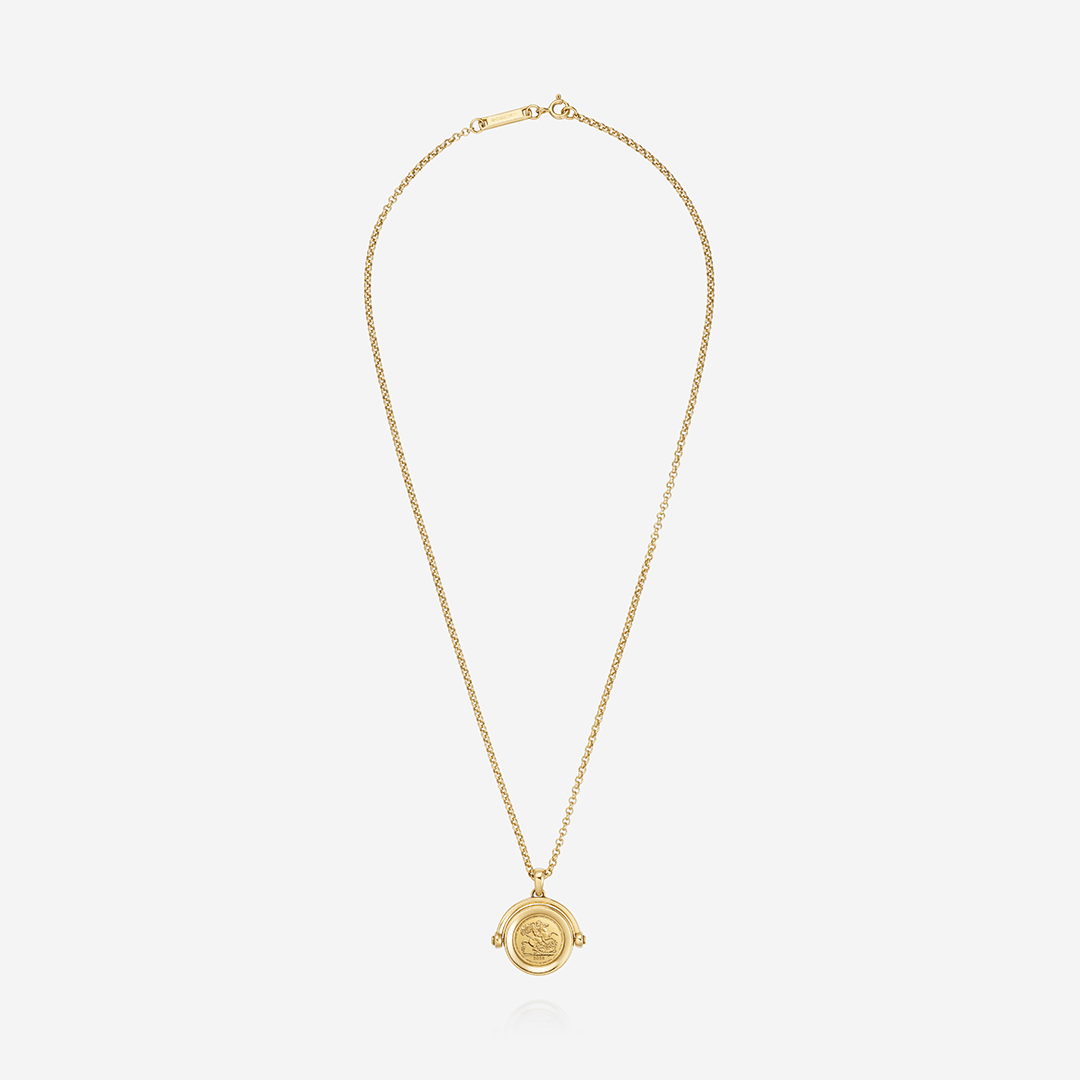 886 Royal Mint Necklaces 886 2026 Quarter Sovereign Coin Spinner with 18ct Yellow Gold Chain