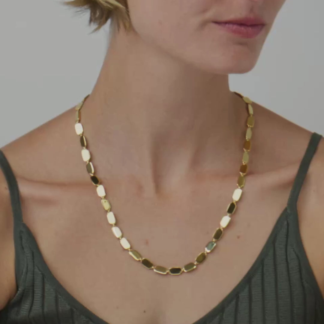 Aurum Full Slice 20 inch Pavé Necklace, 18ct Yellow Gold