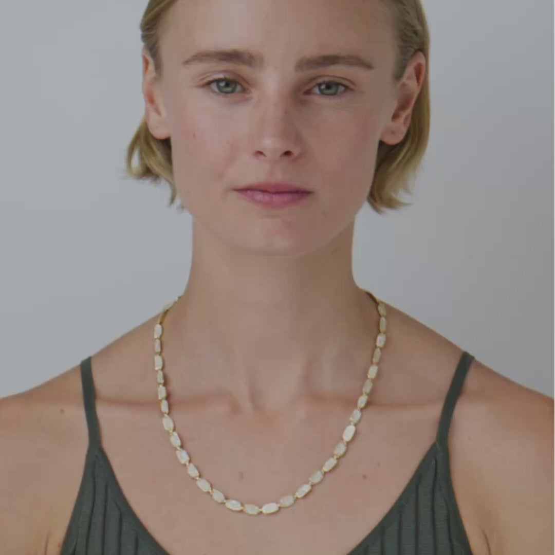 Aurum Full Slice 16 inch Pavé Necklace, 18ct Yellow Gold