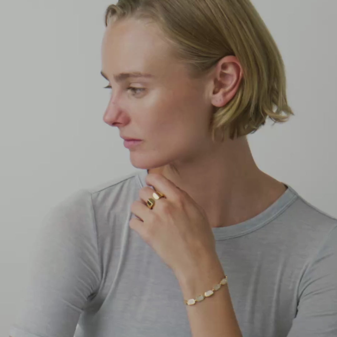 Aurum Slice 8.5 inch Pavé Bracelet, 18ct Yellow Gold