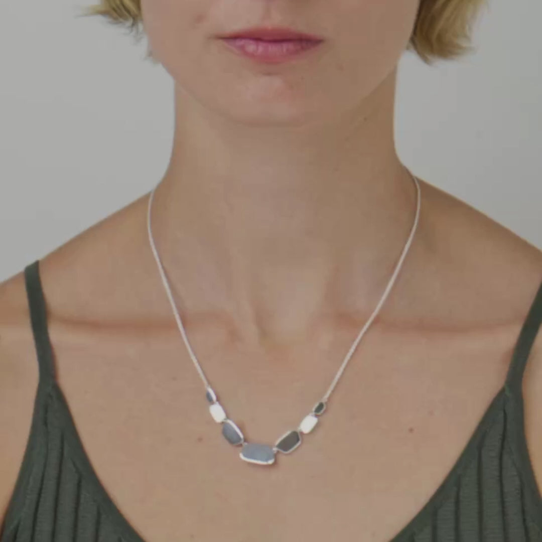 Aurum Graduated Slice Necklace, Sterling Silver