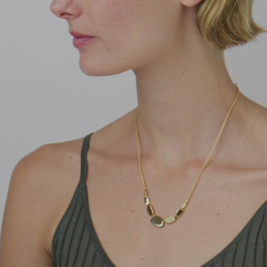 Aurum Graduated Slice Necklace, 18ct Yellow Gold