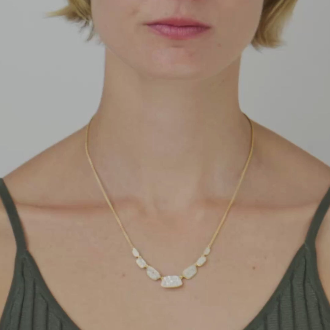 Aurum Graduated Slice Pavé Necklace, 18ct Gold