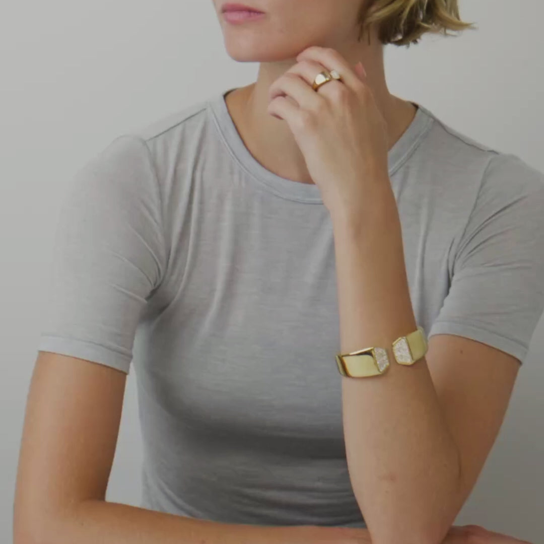 Aurum Pavé Small Open Ring, 18ct Yellow Gold