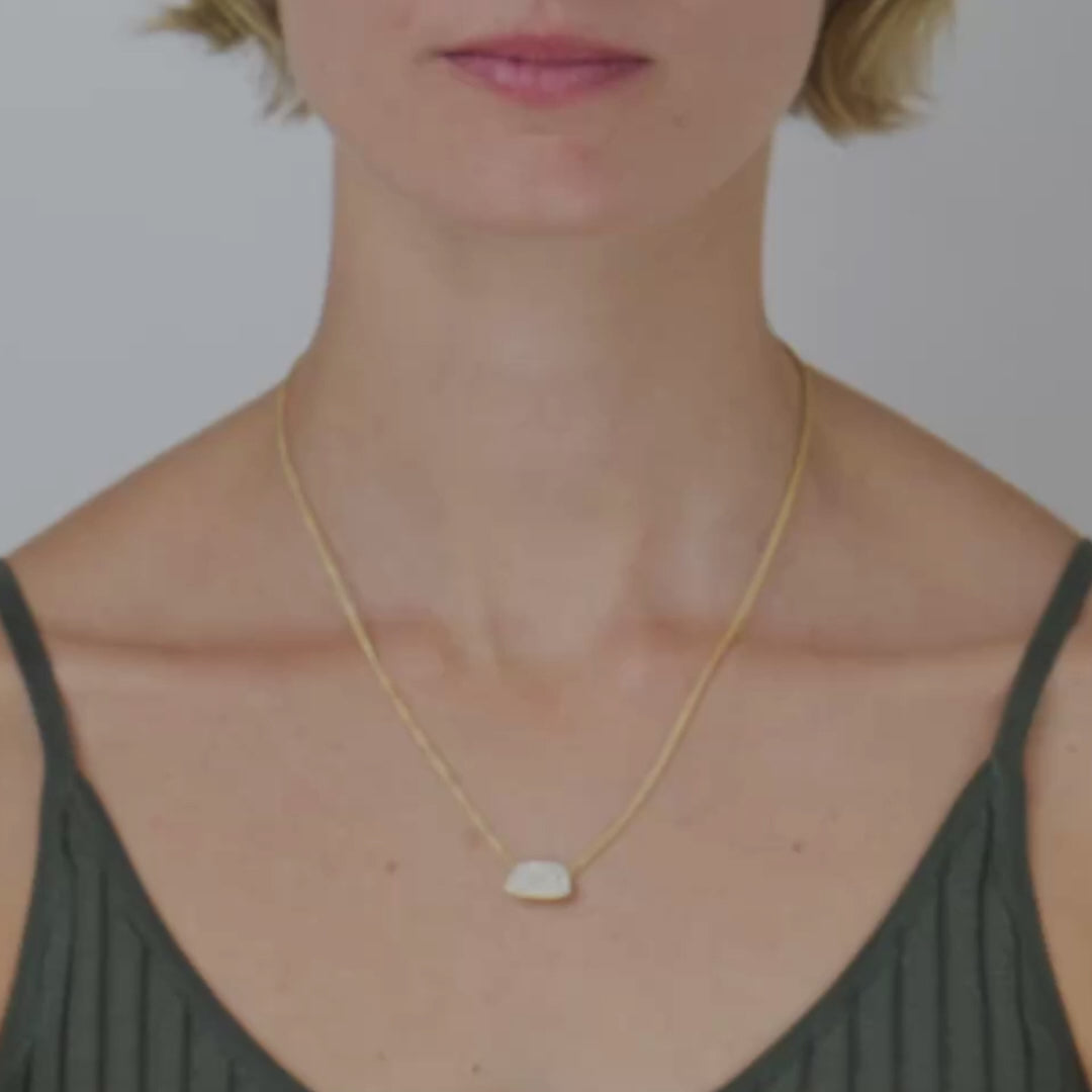 Aurum Single Slice Pavé Necklace, 18ct Yellow Gold
