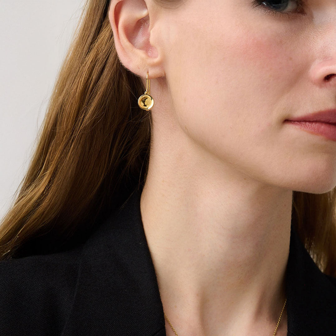 886 Royal Mint Earrings Britannia 1/40oz Drop Earring, 18ct Yellow Gold