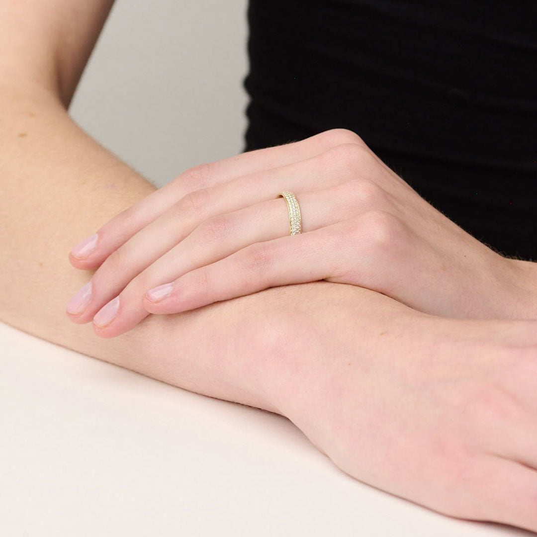 886 Royal Mint Rings Pavé Diamond Half Eternity Ring, 18ct Yellow Gold