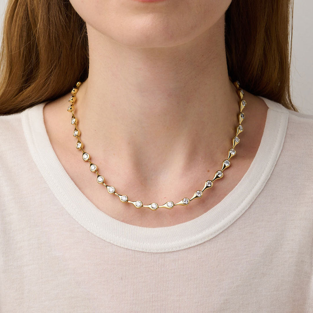 Teardrop Diamond Large Tennis Necklace, 18ct Yellow Gold (Limited Edition)