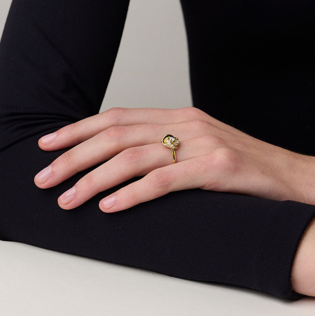 886 Royal Mint Rings Diamond Knot Ring in 18ct Yellow Gold