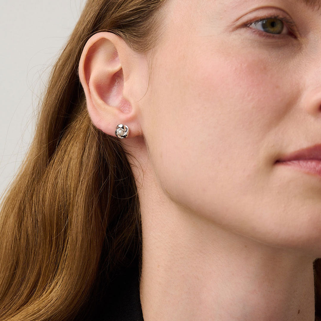 886 Royal Mint Earrings Pearl Knot Stud Earrings, Sterling Silver