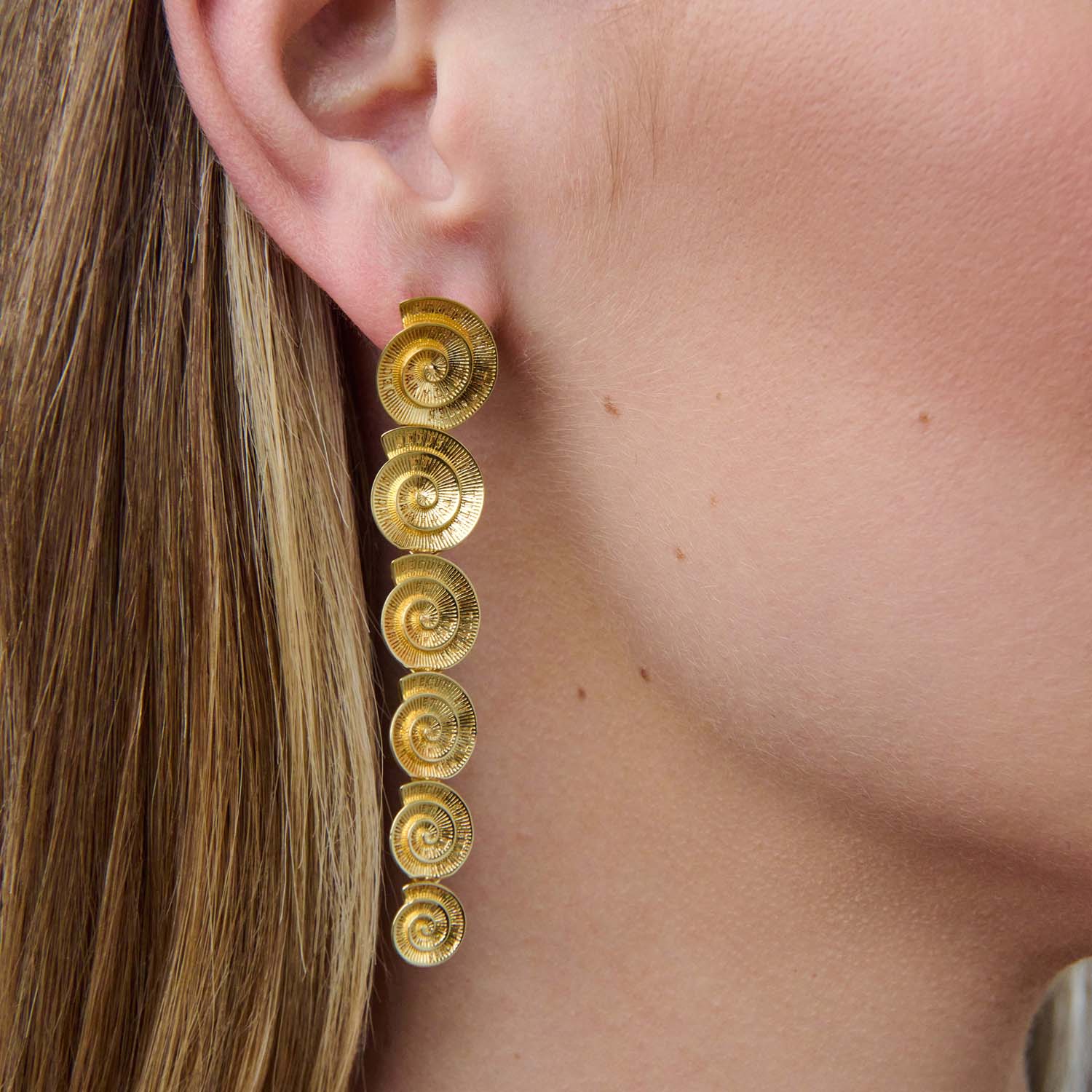 886 Royal Mint Earrings Tutamen Spiral Drop Earrings 9ct Yellow Gold