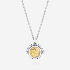 886 2026 Quarter Sovereign Spinning Pendant with Chain Sterling Silver