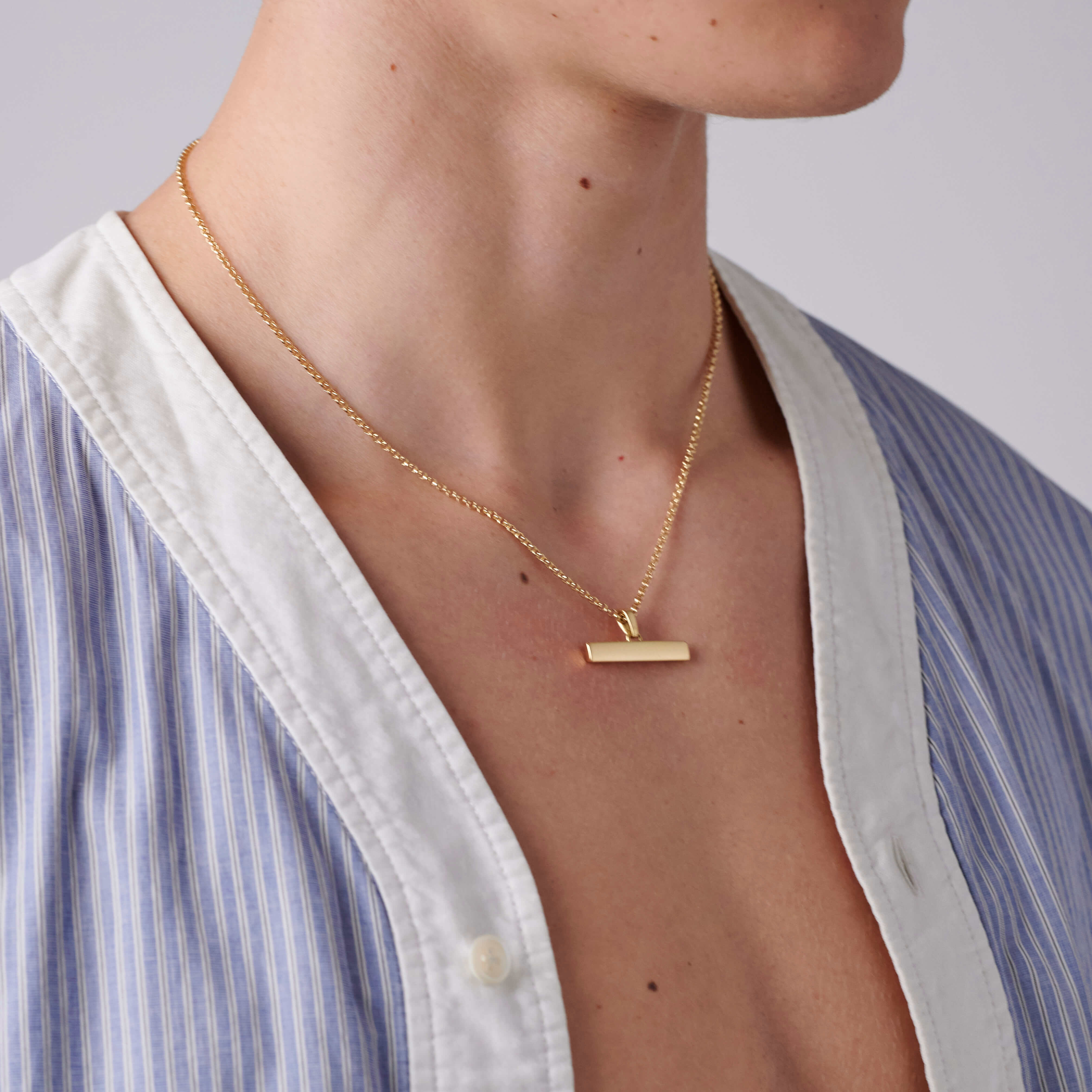T Bar Necklace 18ct Gold Vermeil 2cm Albert Pendant Chain | eBay