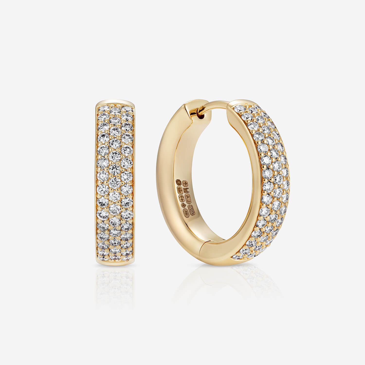 886 Royal Mint Earrings 886 Pavé Hoops in 18ct Yellow Gold