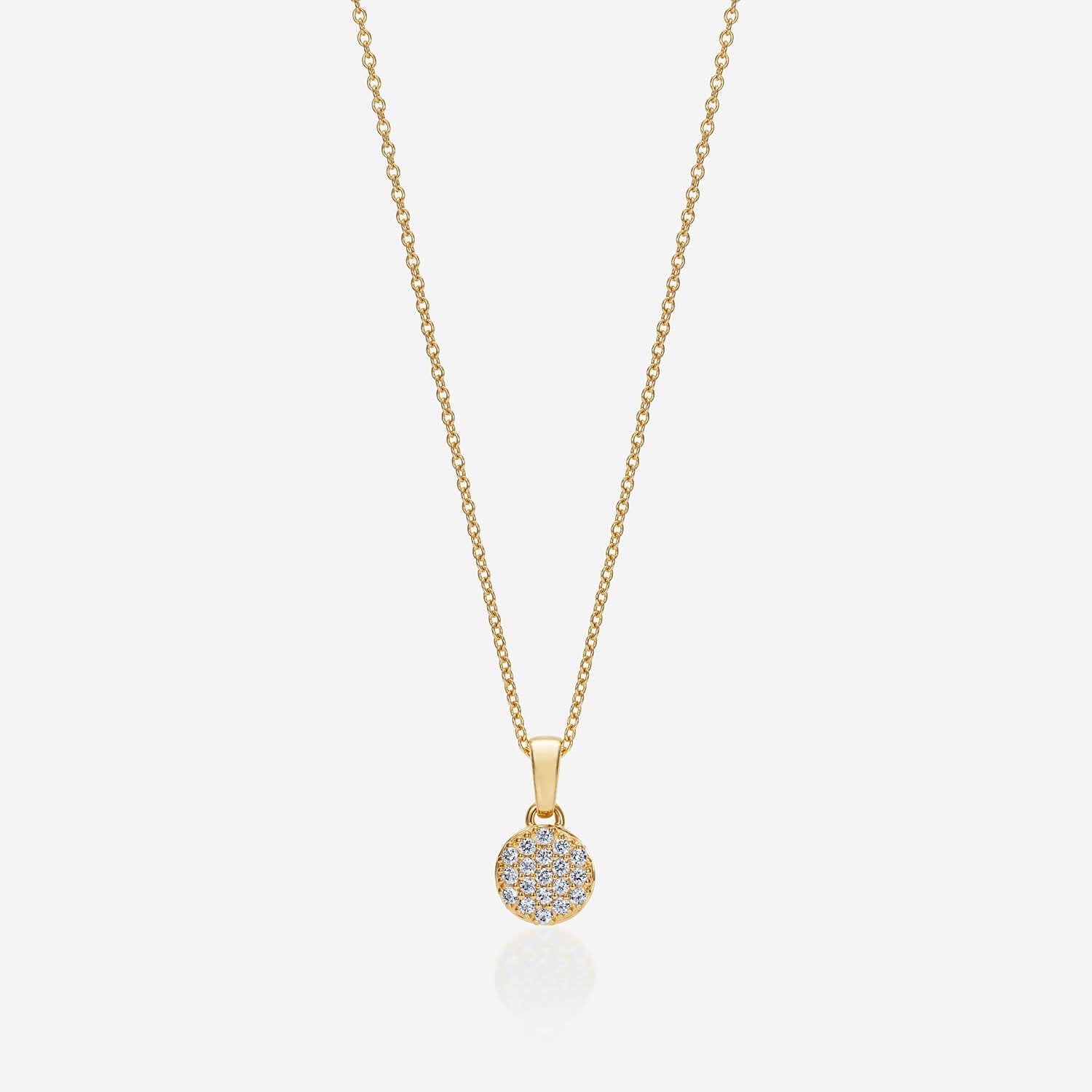 886 Royal Mint Necklaces 886 Pavé Button Pendant with Chain in 18ct Yellow Gold