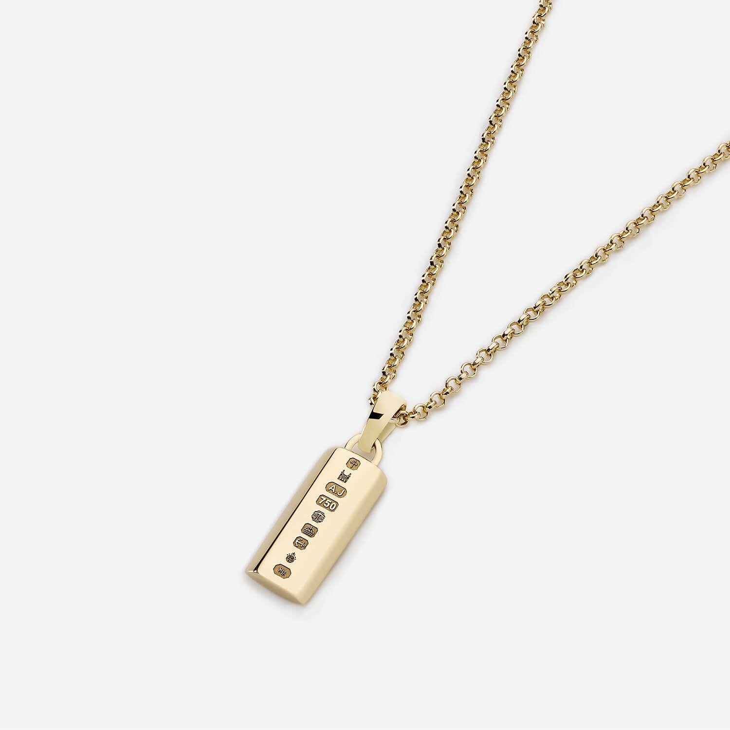 886 Bar Pendant with Chain in 18ct Yellow Gold
